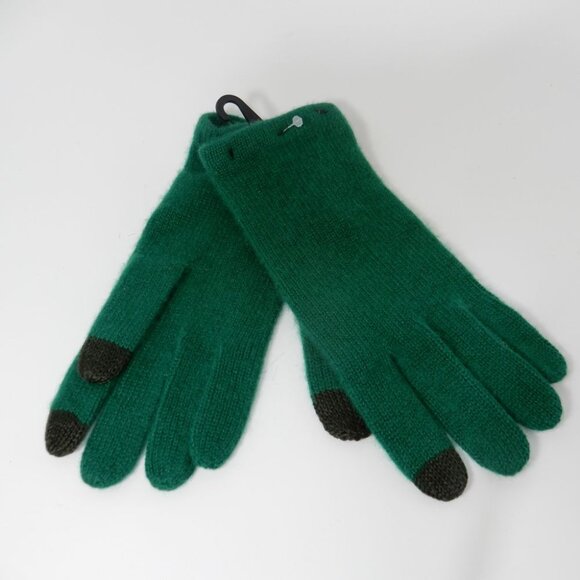 Louisa Perini Ladies 100% Cashmere Knit Gloves Green ONE SIZE Tech Friendly NEW - Picture 4 of 4